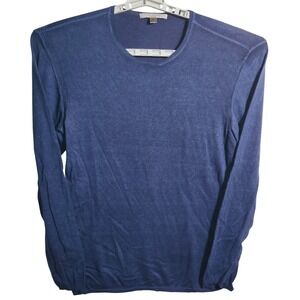 John Varvatos Artisan Blue Silk Cashmere Crewneck Sweater XL Y690S1